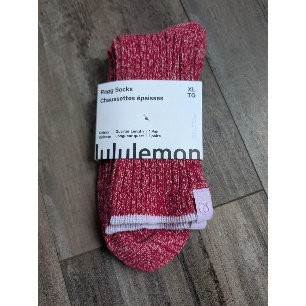 Lululemon Daily Essentials Ragg Socks XL Quarter Length REJK/SHVL Unisex New